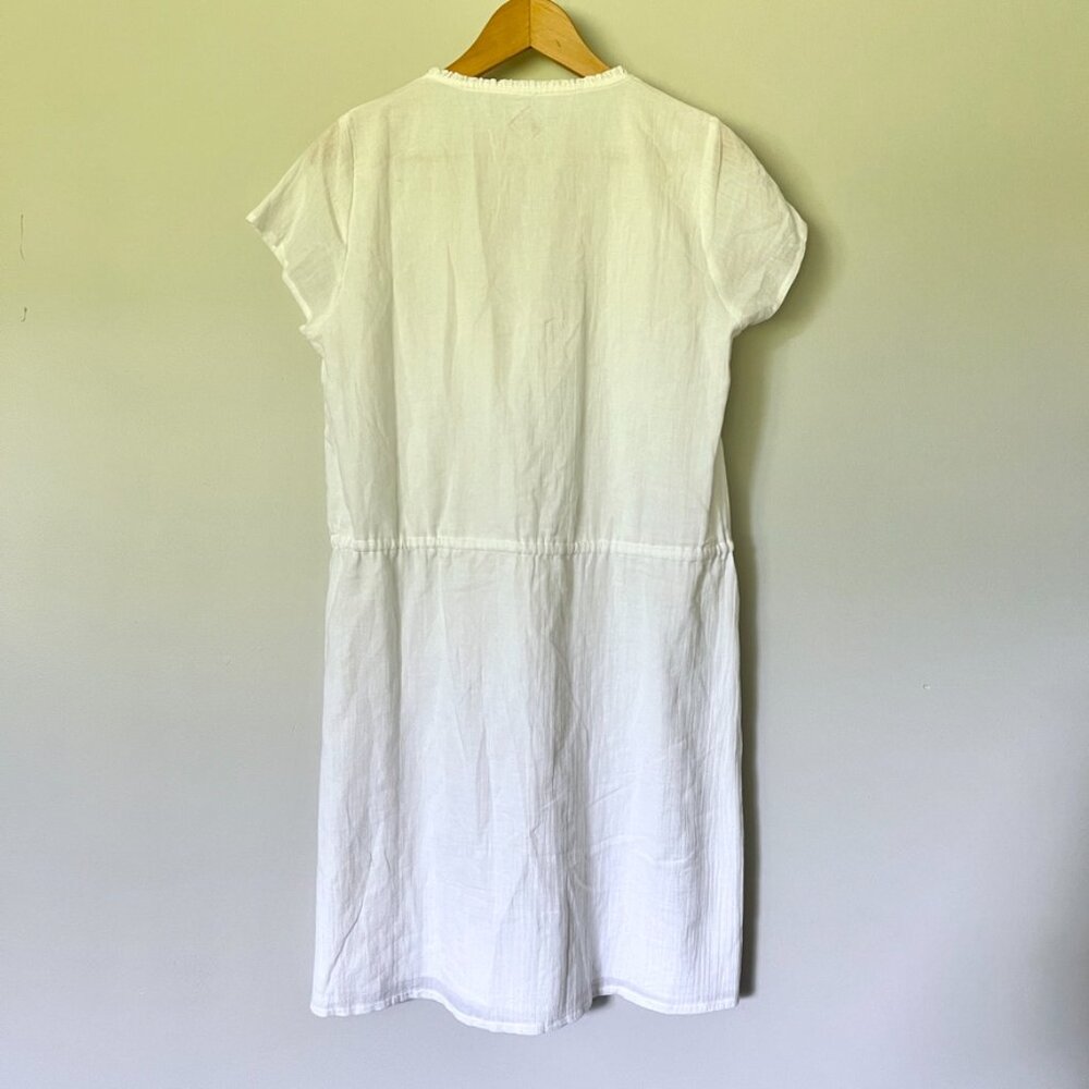 Blanc Du Nil Dress Size T3 Large White Cotton Gauze Drawstring Beach Resort - Picture 10 of 13